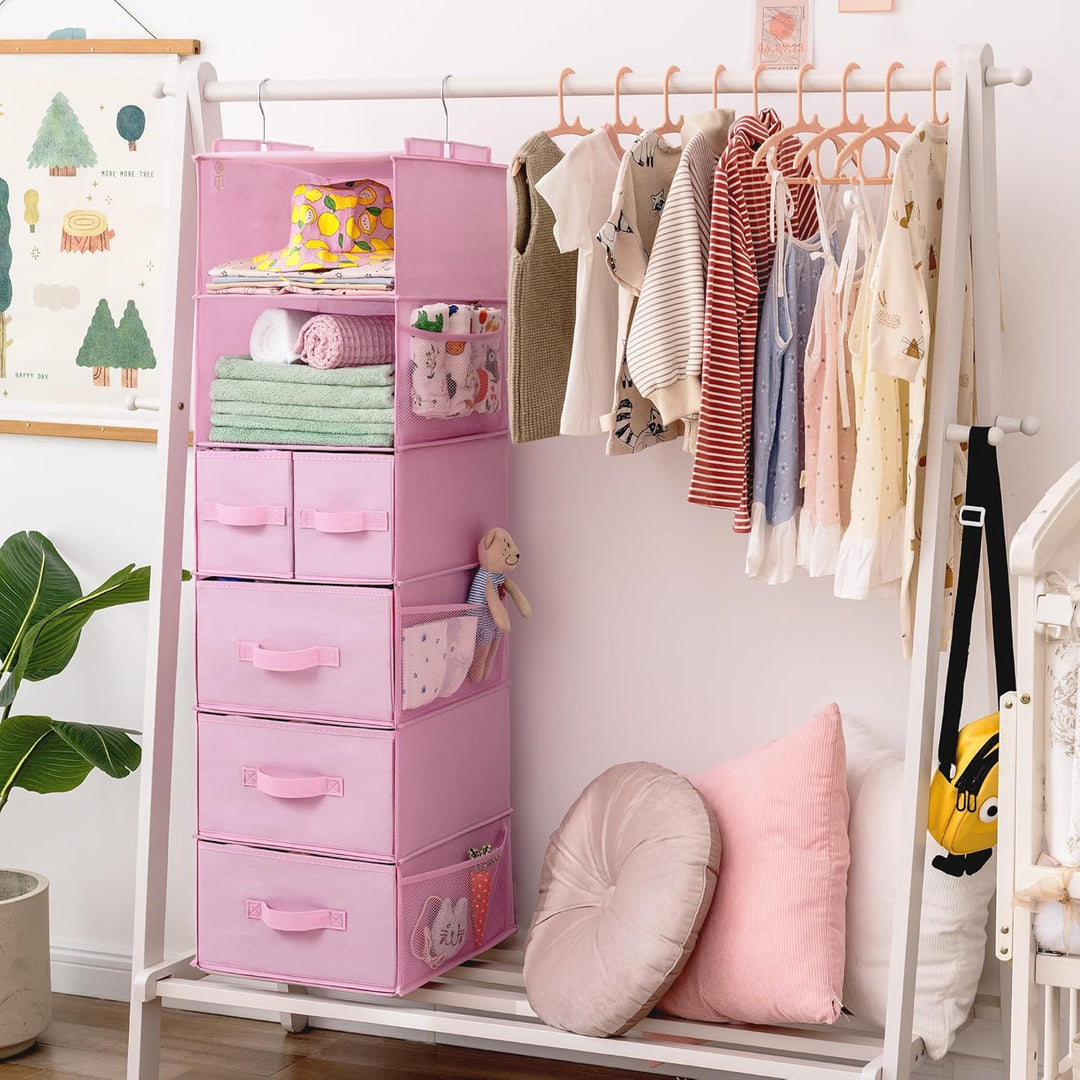 GRANNY SAYS Kleiderschrank Organizer Hängend, 1 Stück Hängeorganizer mit Schubladen, Rosa Hängeaufbe