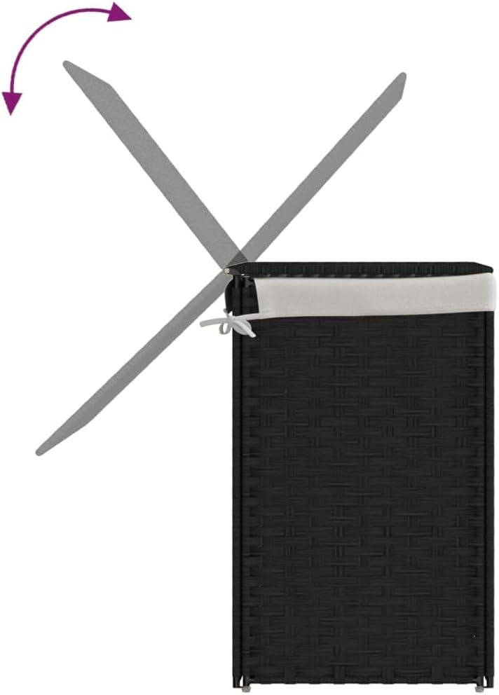 vidaXL Wäschekorb, Wäschesammler mit 2 Fächern, Klappbar Wäschebox mit Innentasche Deckel, Wäschetru