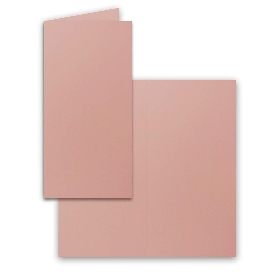 400x Falt-Karten DIN Lang - Altrosa (Rosa) - 10,5 x 21 cm - Blanko Doppelkarten - Klappkarten für Ei