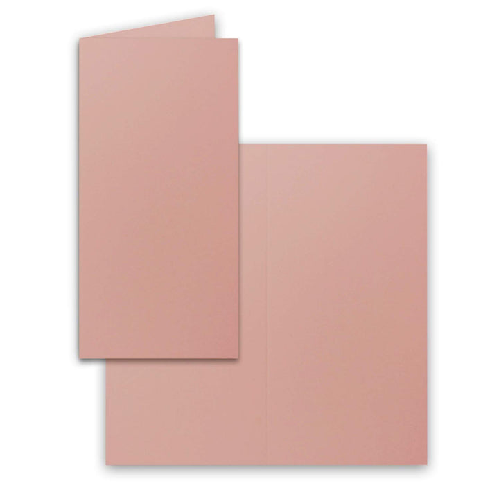 400x Falt-Karten DIN Lang - Altrosa (Rosa) - 10,5 x 21 cm - Blanko Doppelkarten - Klappkarten für Ei