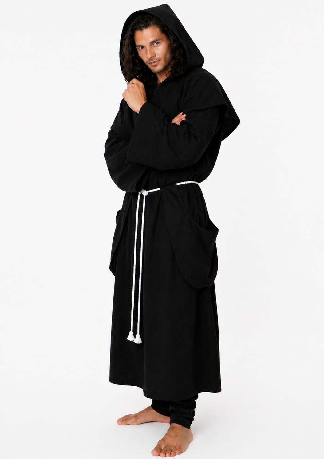 MAYLYNN 18109 - Kostüm Mittelalter Mönch Herren Abt schwarz 3tlg, Grösse:XL XL Schwarz, XL Schwarz