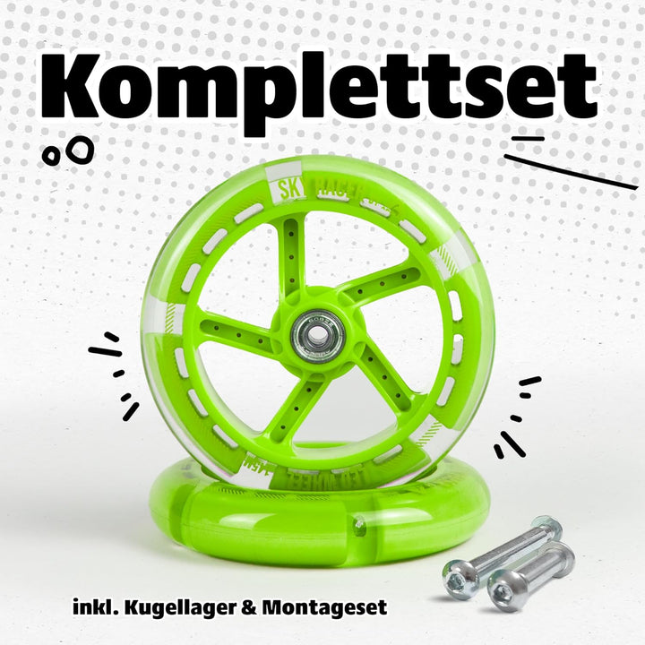 Apollo City Scooter 145mm Ersatzräderset Pro Wheels - ABEC 7 Kugellager, Roller Rad Ersatz-Räder pas