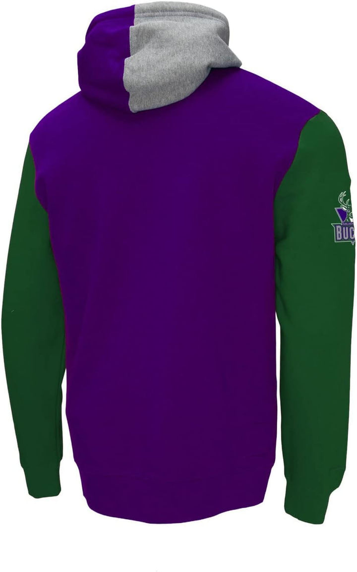 Mitchell & Ness Block Fleece Hoody - NBA Milwaukee Bucks S Lila, S Lila