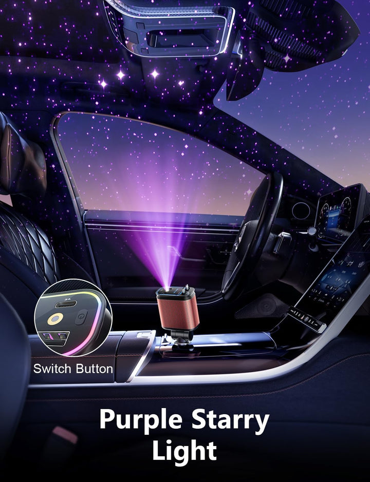 4 in 1 Zigarettenanzünder USB C 69W Auto Ladegerät Adapter, Einziehbares Sternenhimmel Auto Zubehör,