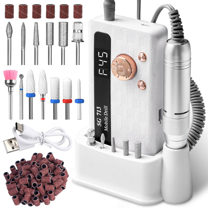 Elektrischer Nagelfräser Professionell, 45000 U/min,Tragbare Nagelfeile für Acrylnägel Gelnägel, mit