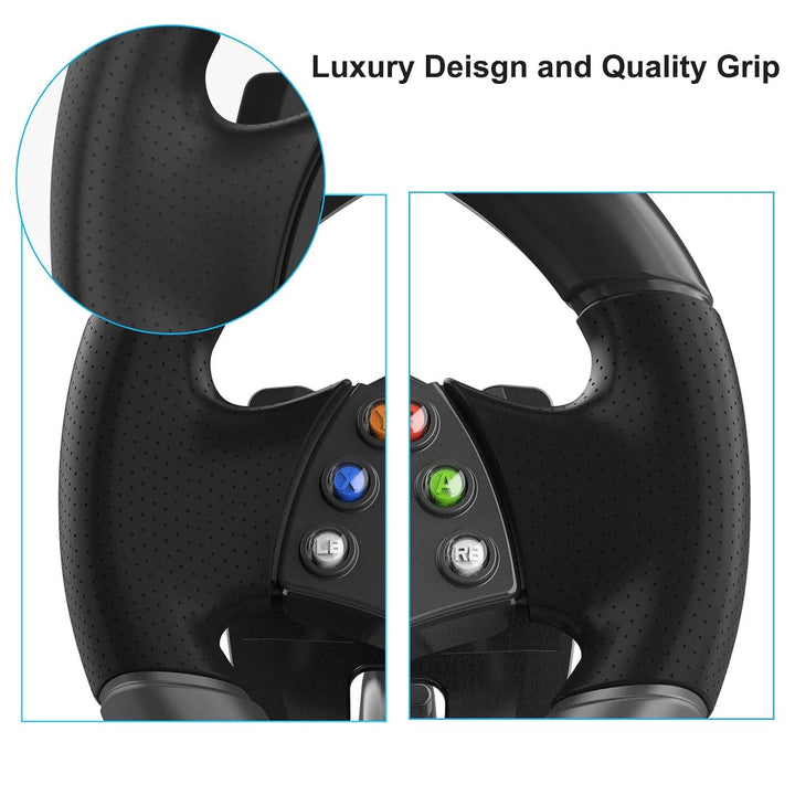 DOYO XBOX 360 Gaming Lenkrad mit Pedalen-180°,Vibrationsfeedback, Integrierter Schalthebel,Höhen-und