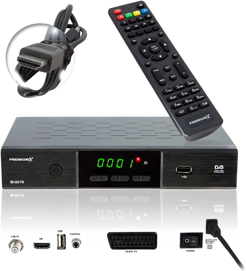 PremiumX Satelliten-Komplettanlage 60cm Antenne Hellgrau Quad LNB bis 4 Teilnehmer 4X DVB-S2 SAT TV