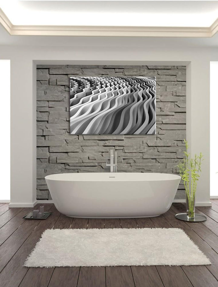 Pixxprint buntes Wellenmuster als Leinwandbild | Grösse: 100x70 | Wandbild| Kunstdruck | fertig besp