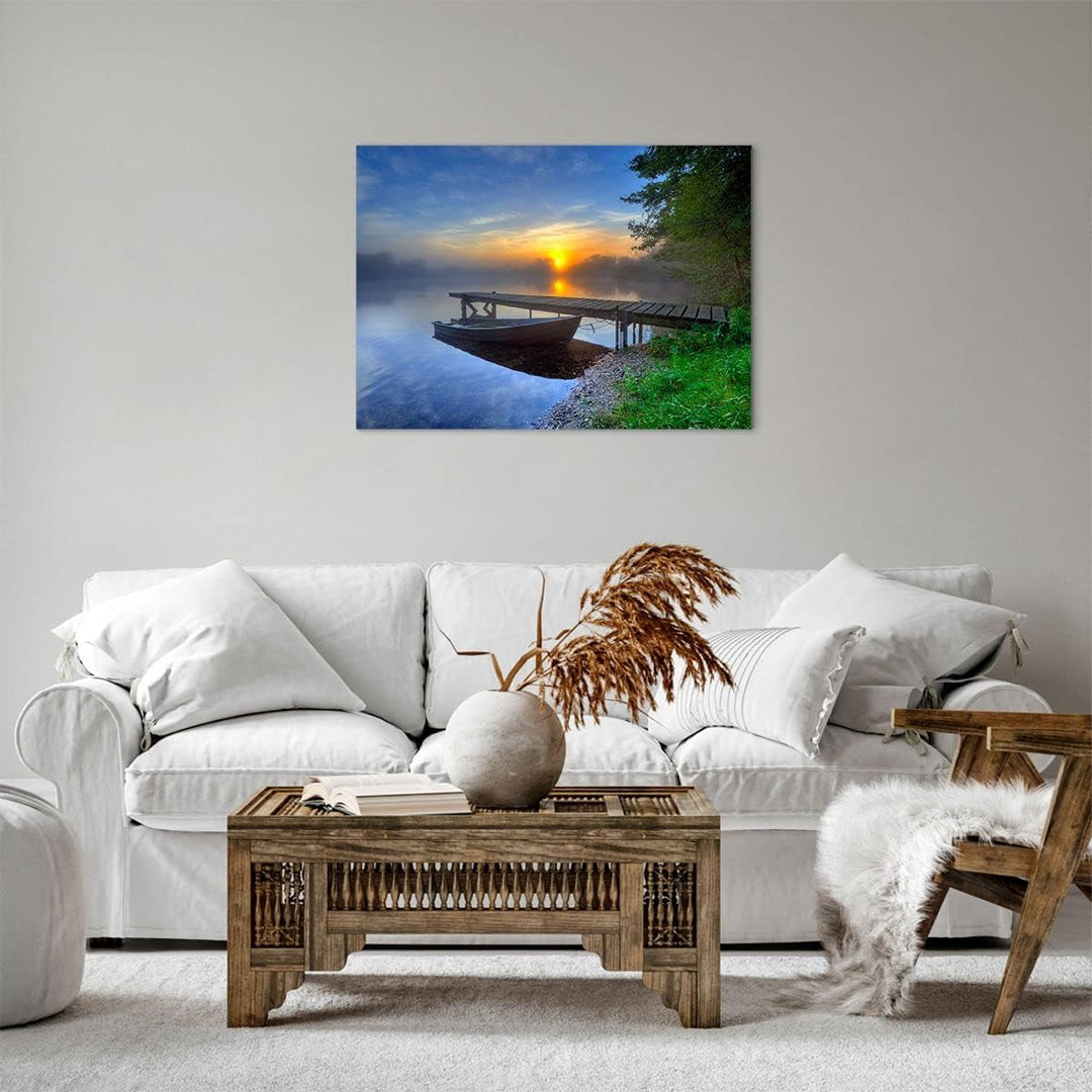 Bilder auf Leinwand Landschaft Meer Sommer Sonne Leinwandbild 70x50cm Wandbilder Dekoration Wohnzimm