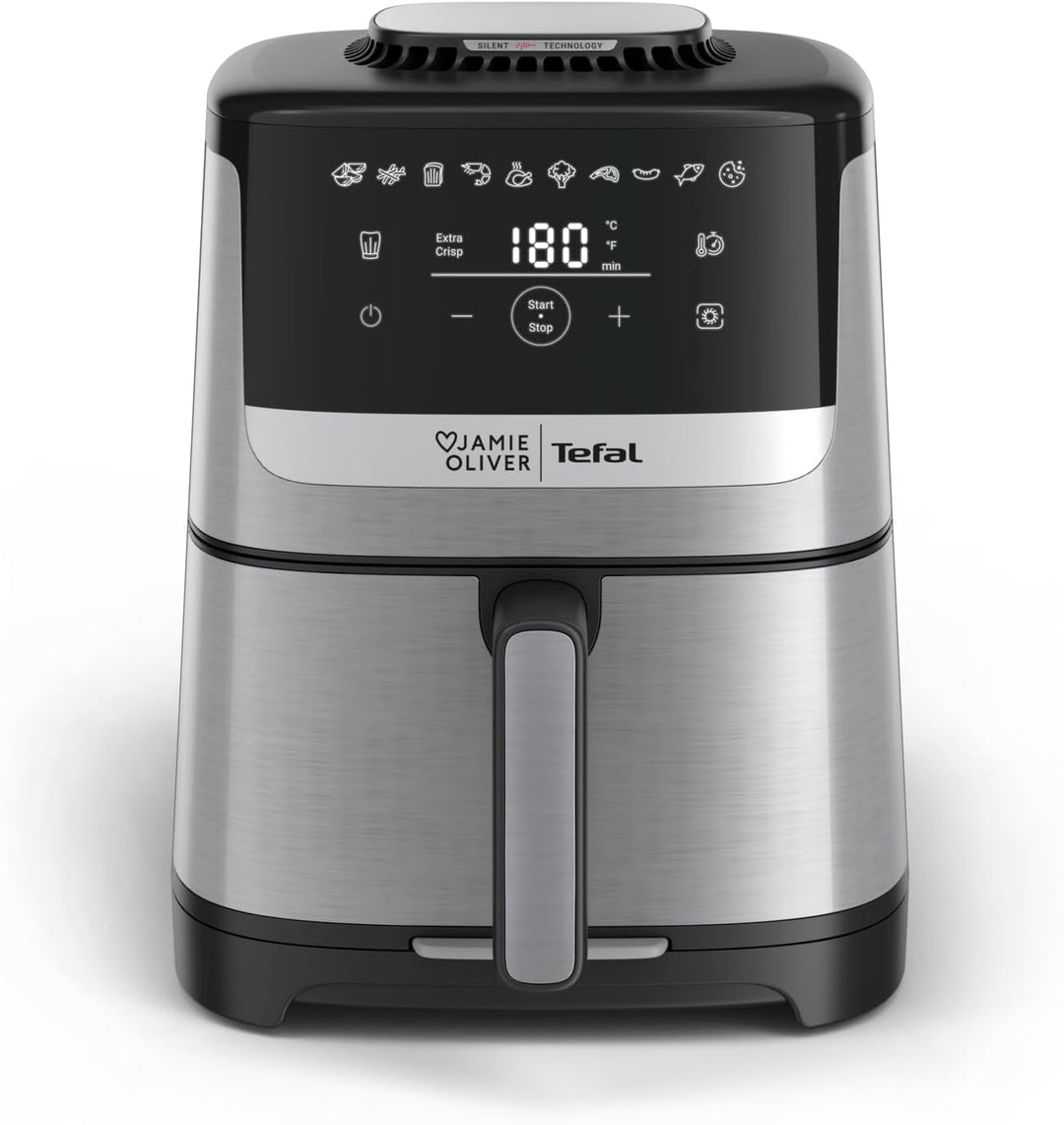 Jamie Oliver by Tefal Easy Fry Silence Deluxe Heissluftfritteuse, sehr leise, 10 voreingestellte Pro