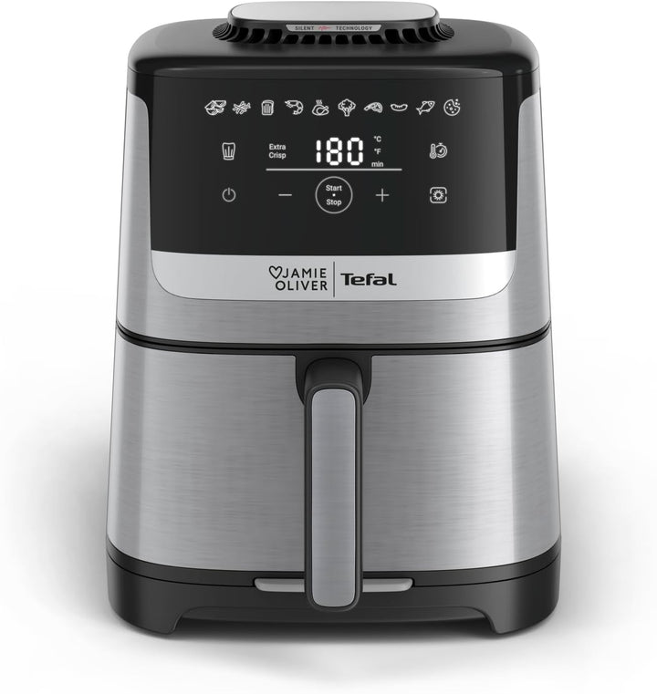 Jamie Oliver by Tefal Easy Fry Silence Deluxe Heissluftfritteuse, sehr leise, 10 voreingestellte Pro