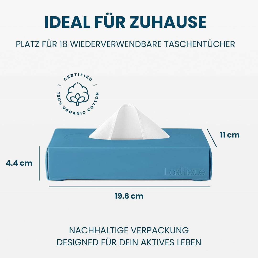 LastTissue® Wiederverwendbare Tissue Box -mit 18 Weichen Bio Baumwolltüchern - umweltfreundliche Kos