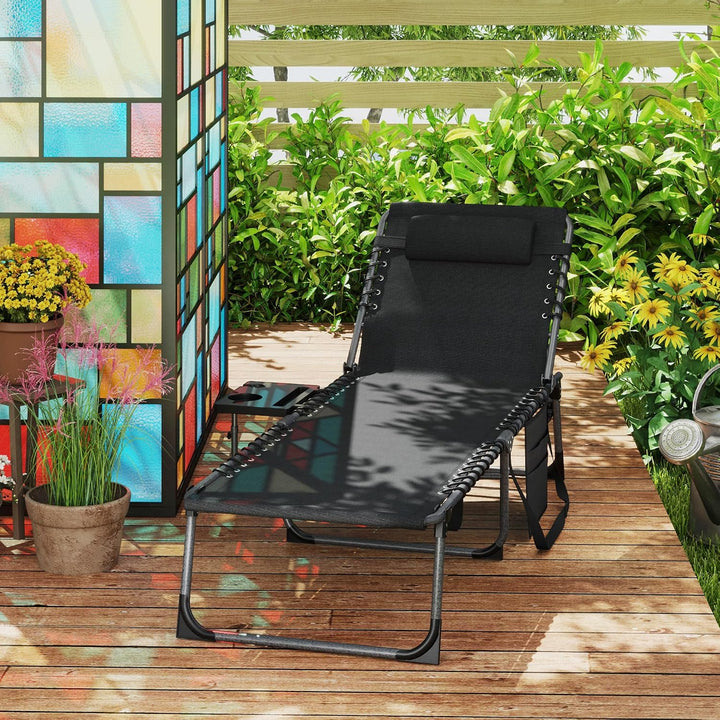 Outsunny Sonnenliege klappbar Gartenliege mit Kopfkissen, Liegestuhl mit 5-Fach verstellbare Rückenl