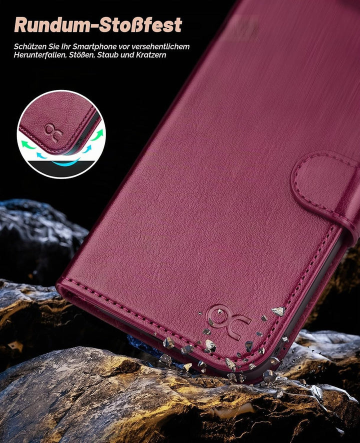 OCASE Kompatibel für iPhone 15 Hülle (2in1) Stossfestes Case, Burgundy | Abnehmbare magnetische, Mit