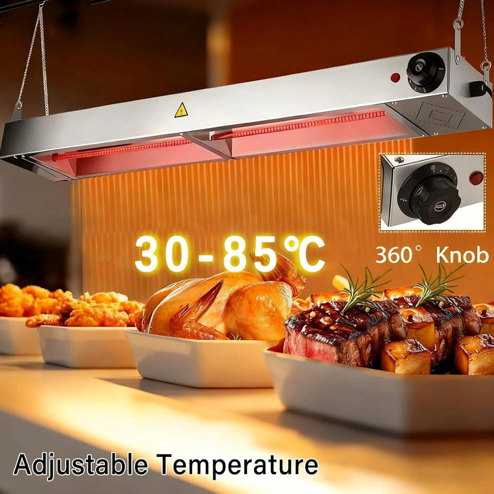 Wärmelampe Küche Gastro, Edelstahl Wärmebrücke Essen mit Drehknopf-Temperaturregelung, Hängende Wärm