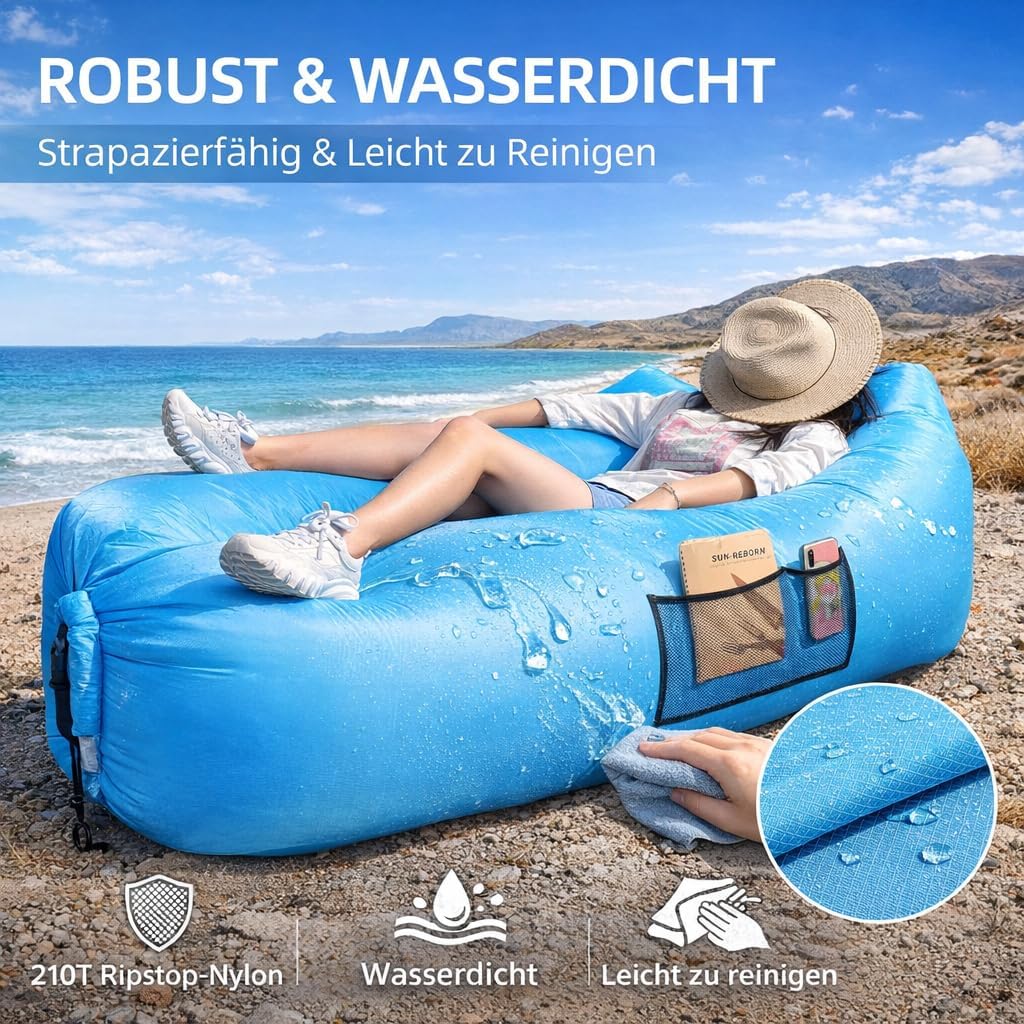 AngLink Luftsofa, 2022 Neu Kissenentwurf Wasserdichtes Aufblasbares Sofa Air Lounger mit 2 Lufteinla