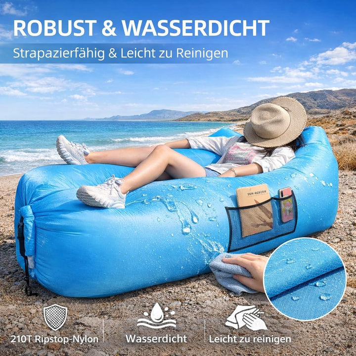 AngLink Luftsofa, 2022 Neu Kissenentwurf Wasserdichtes Aufblasbares Sofa Air Lounger mit 2 Lufteinla