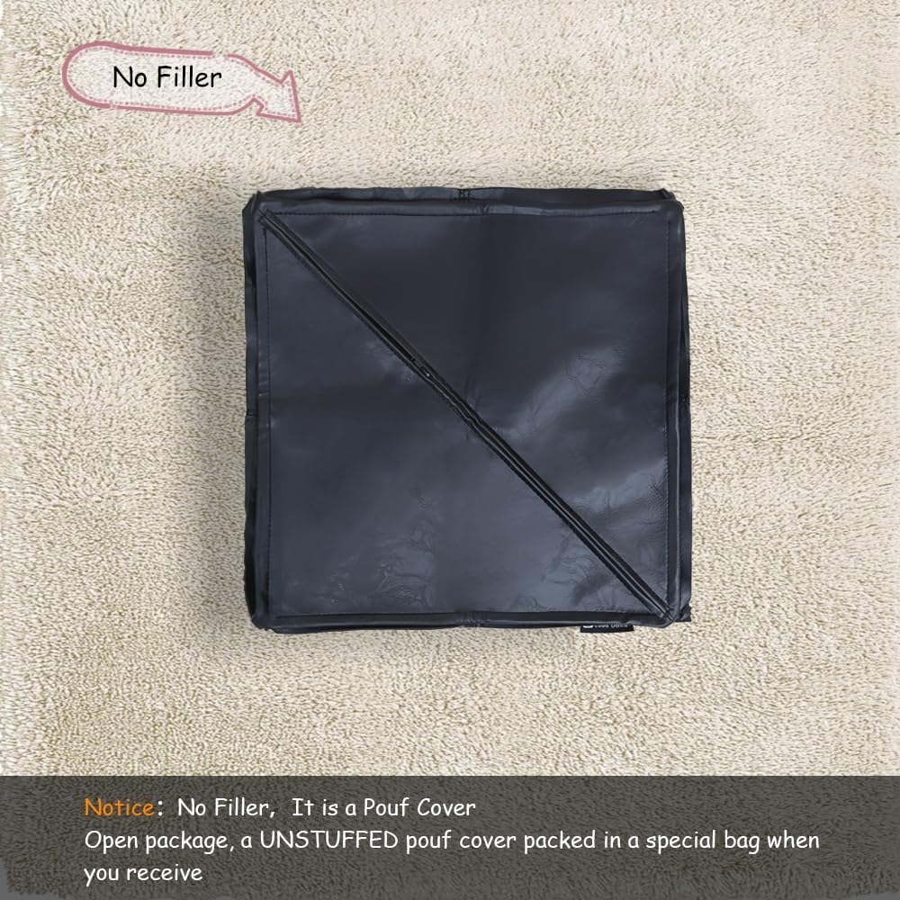 Louis Donné Ungepolsterter Ottoman Pouf Bezug,17.7" Square Pouf Ottoman Fusshocker Sitzsack für Spei
