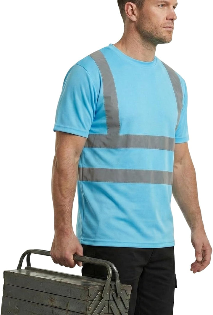 HYCOPROT Warnschutz T-Shirt Warnweste Reflektierend Warnweste Atmungsaktiv Leicht Kurzarmshirt Kurza
