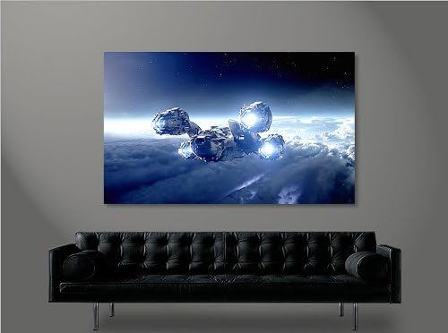 islandburner Bild Bilder auf Leinwand Spaceship 1p Raumschiff Weltall XXL Poster Leinwandbild Wandbi