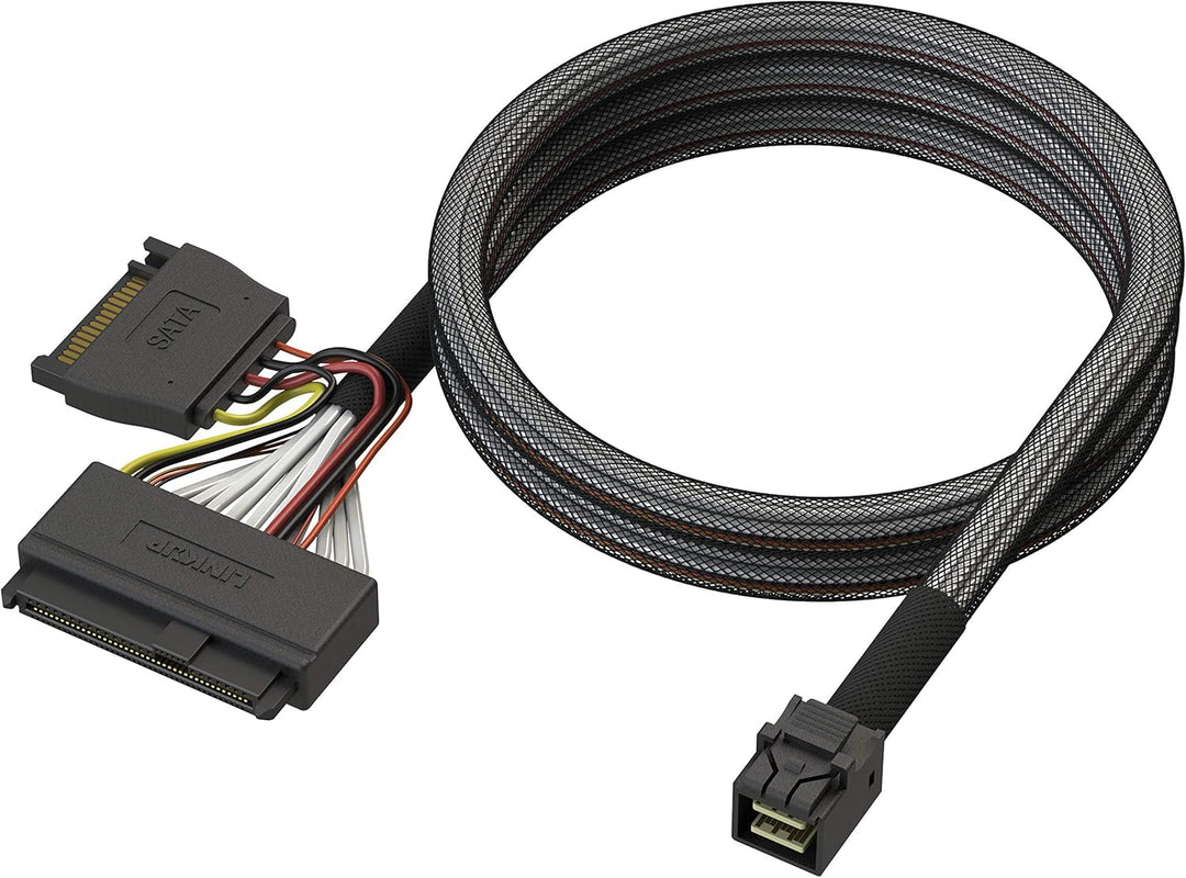 LINKUP - Internal 16G U.2 Cable (85Ω 85ohm PCIe Gen 4 Mini SAS HD to U.2/SFF-8643 to SFF-8639 Cable)