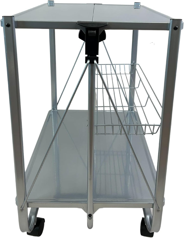 abc HOME | Servierwagen Klappbar Grau 70cm Hoch – Mobiler Küchenwagen mit Rollen – Platzsparende Din