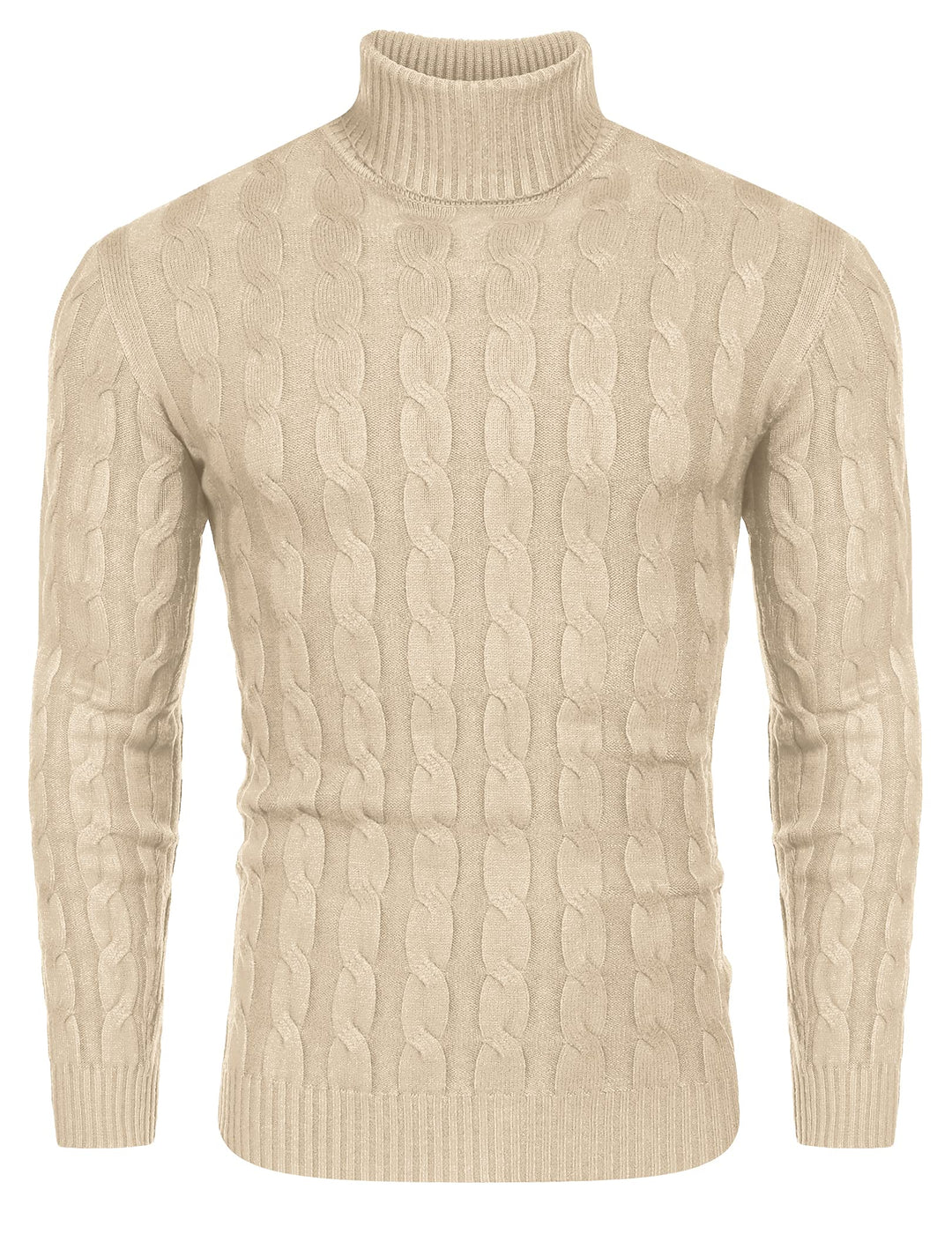 COOFANDY Herren Rollkragen Pullover Basic Strickpullover Zopfmuster Sweatershirt Männer Pullover Swe