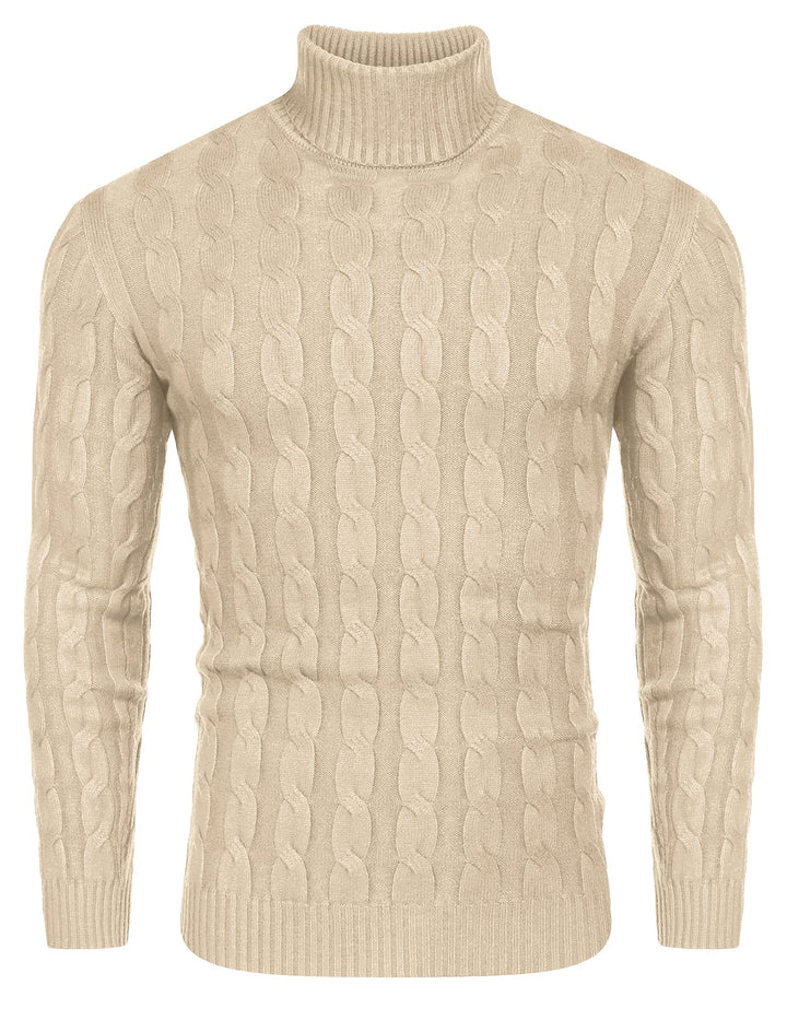 COOFANDY Herren Rollkragen Pullover Basic Strickpullover Zopfmuster Sweatershirt Männer Pullover Swe