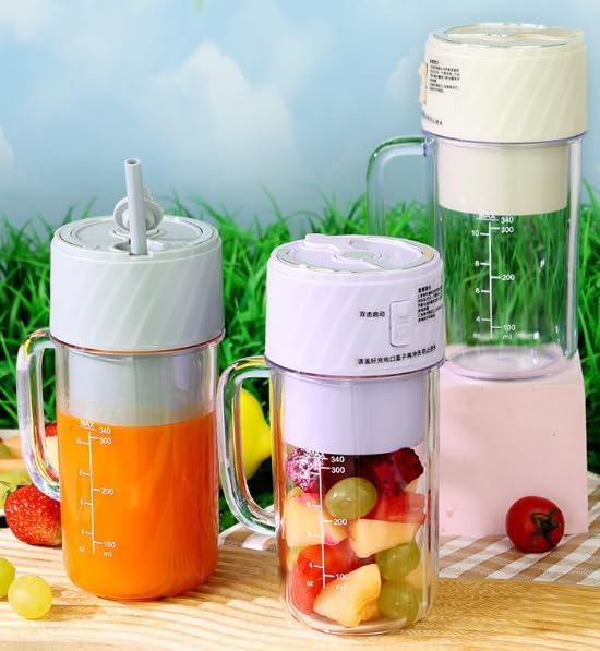 Mixer Smoothie Maker, Tragbarer Entsafter mit Strohkappe & Griff, Tragbarer Mixer Smoothie Maker to