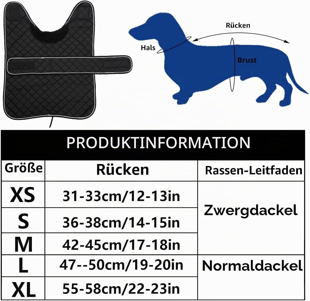 MOREZI Hundemantel Winter für Dackel - Wasserdichter Hunde Pullover mit Wolle Futter & Verstellbaren
