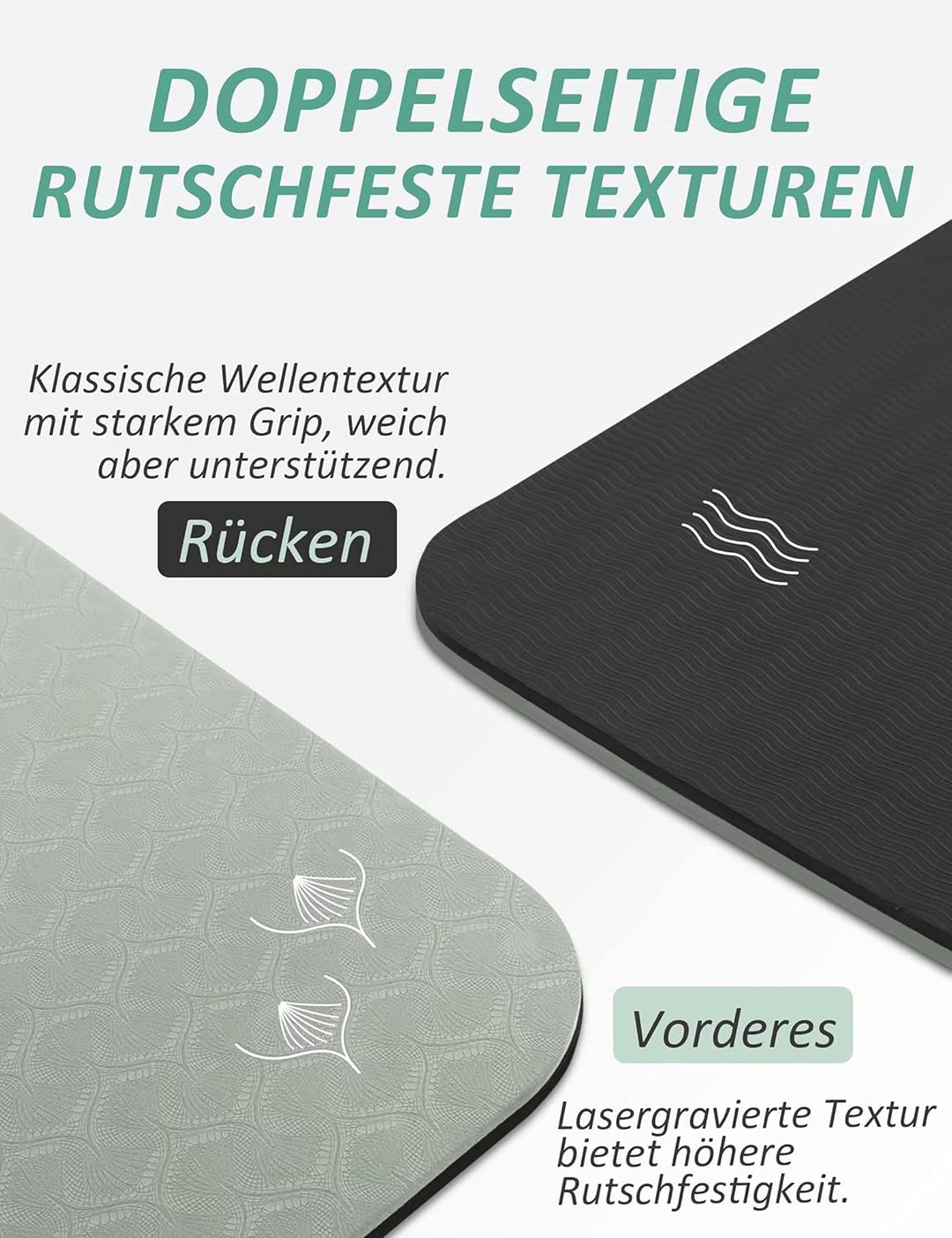 Yogamatte Rutschfest mit Tragegurt, 6| 8mm Dicke Yoga Matte, Pro Sportmatte Fitnessmatte Rutschfest,