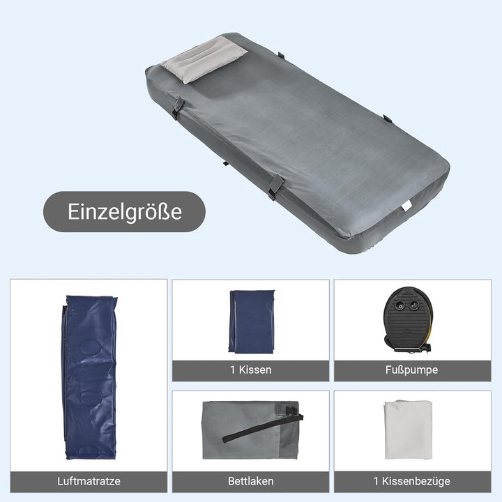 SoBuy Feldbett mit Zelt Grau 4in1 Zelt auf Stelzen mit Rolltasche Wasserdichtes Campingbett Outdoor