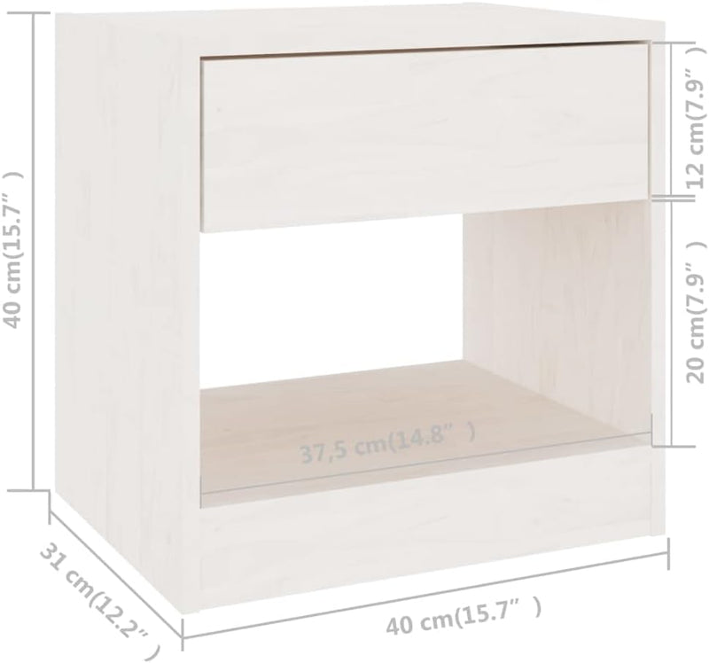 homiuse 40x31x40 cm Nachttische Weiss NachtkäStchen Night Stand Schubladen Schubladenbox Holz Bedsid