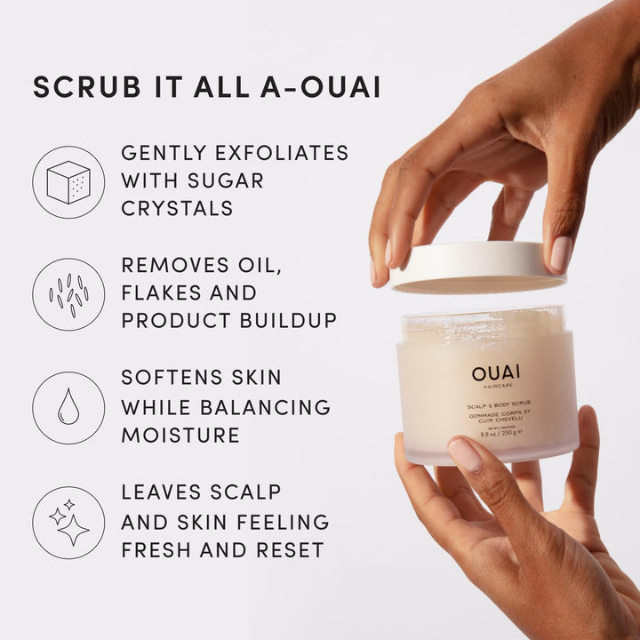 OUAI Scalp &amp; Body Scrub Reisegrösse – Melrose Place – Exfolierendes Körperpeeling mit Zucker &amp; Kokos
