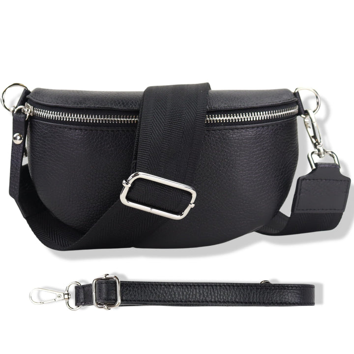Blade Bauchtasche Damen Echtleder, stylische Gürteltasche Damen mit 2 gemusterten und Leder abnehmba