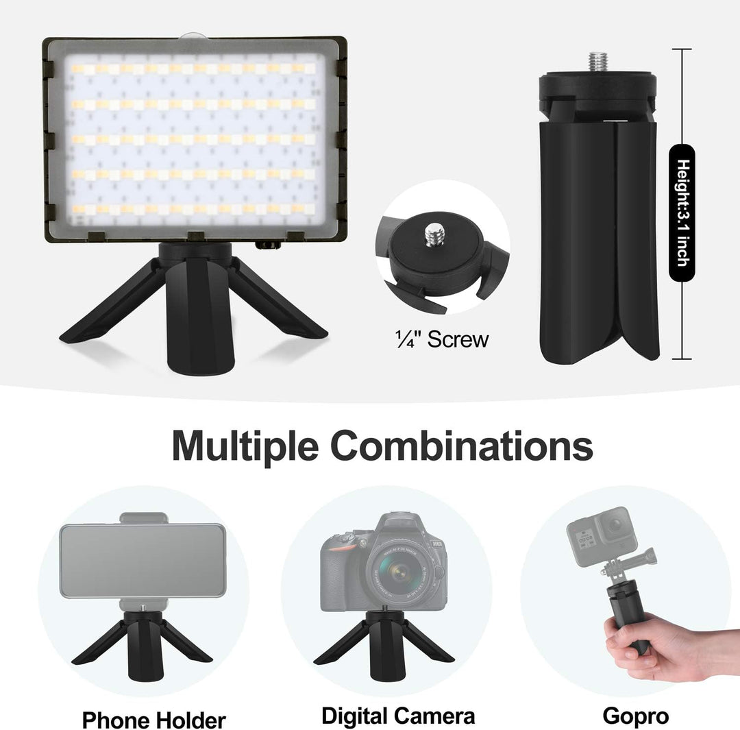 EMART 2-Pack Video Licht RGB, Dimmbare 5500K Videoleuchte LED USB mit Verstellbarem Stativ, Foto Lic