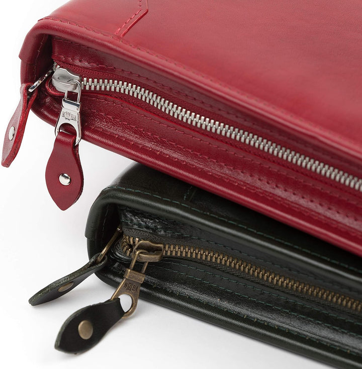 Dokumentenmappe aus italienischem Leder, mit Reissverschluss, A4, Padfolio mit 4 Ringen, Leder mit G