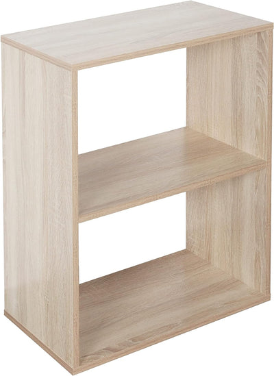 RICOO Bücherregal 2 Fächer 71 x 60 x 31cm schmales Regal Spannplatte aus Holz Eiche Sonoma braun WM1