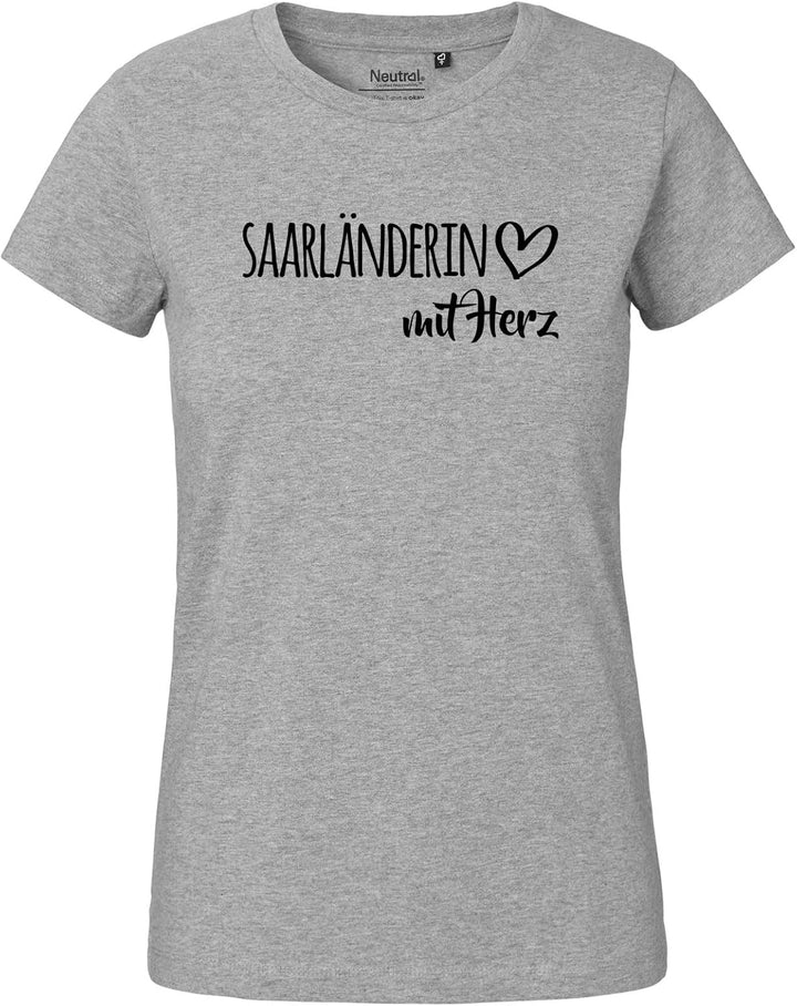Huuraa Damen T-Shirt Saarländerin mit Herz Geschenk Grösse XS-XXL Bio Baumwolle Fairtrade Saarländer