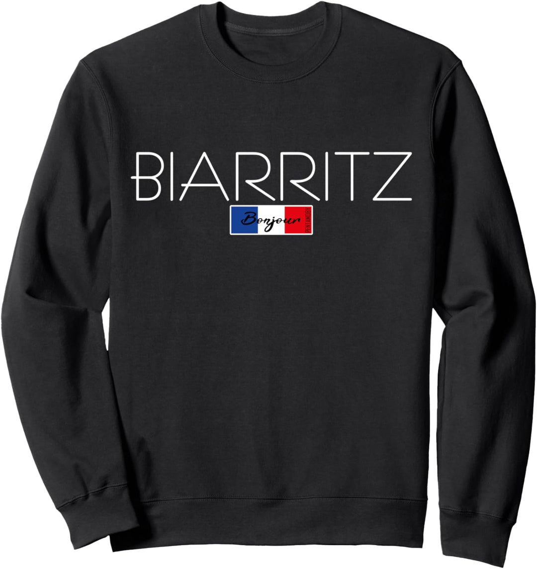 Biarritz Frankreich Urlaub Sommerparty weisse Schrift Sweatshirt
