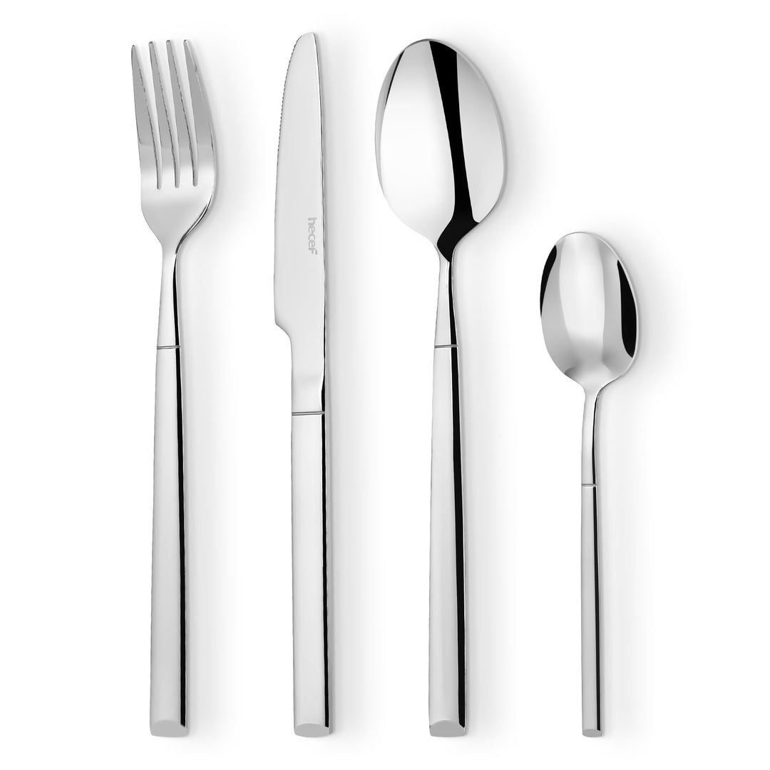 hecef Besteck Set 4 Personen, 16-teilig Essbesteck Set aus 18/0 Edelstahl, Spülmaschinenfest and Ros