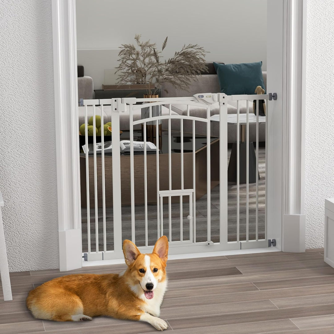 PawHut Türschutzgitter Treppenschutzgitter mit 7/14 cm Verlängerung Türgitter ohne Bohren Treppengit