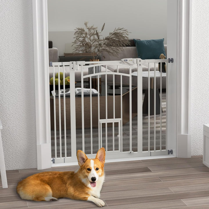 PawHut Türschutzgitter Treppenschutzgitter mit 7/14 cm Verlängerung Türgitter ohne Bohren Treppengit