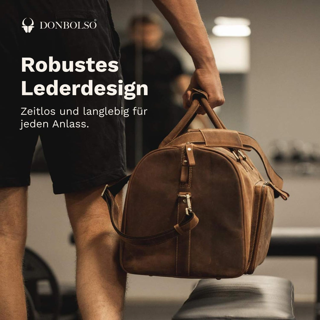 DONBOLSO Weekender Naples - Hochwertige Reisetasche Herren gross - Leder Reisetasche braun - Handgep