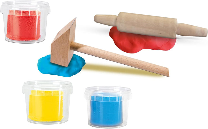 SES Creative | My First Knete mit Werkzeug für Kleinkinder ab 12 Monaten | 3 Farben Rot Gelb Blau |