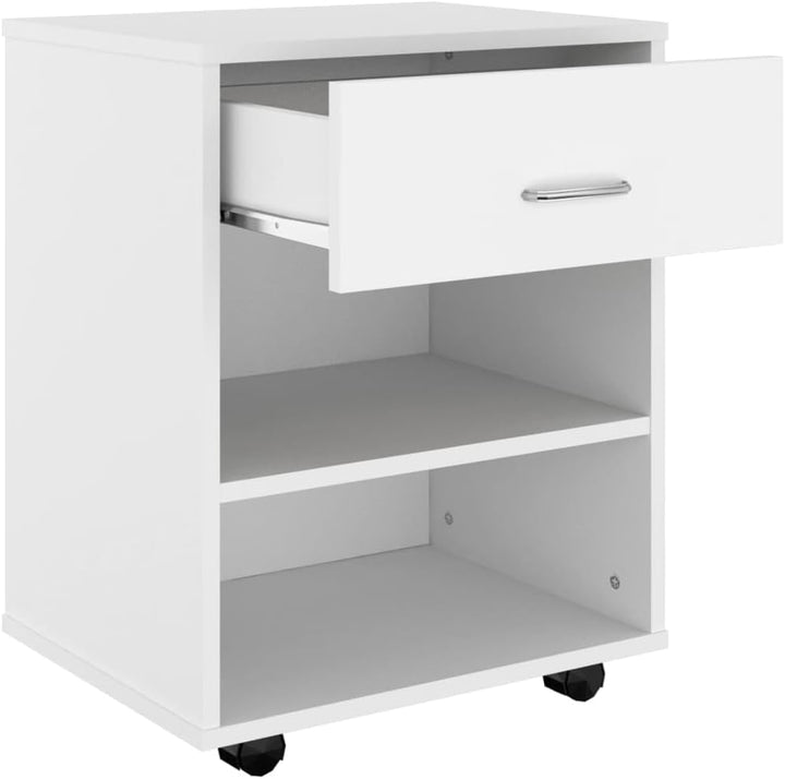 Mobiler Aktenschrank Lagerschrank aus Holzwerkstoff Beistellschrank mit Rollen für Wohnzimmer Schlaf