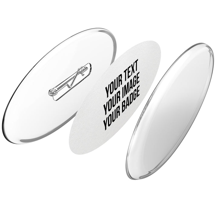Buttons oval selber machen ohne Buttonmaschine (50 Stück) – Ansteckbuttons Set mit Nadel-Pins und A4