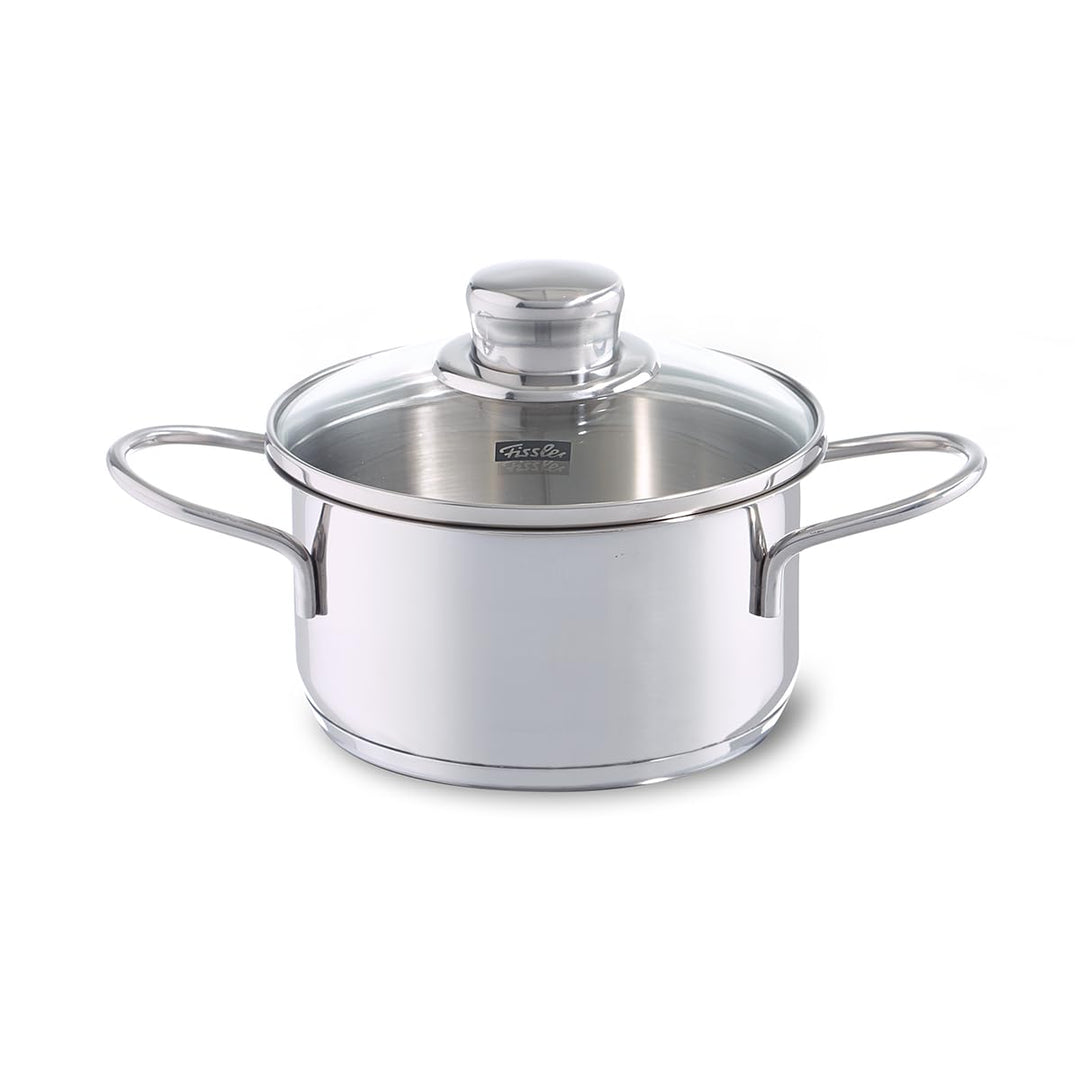 Fissler Häppchen / kleiner Edelstahl-Kochtopf (Ø 14 cm, 1 L) Snacktopf, mit Glas-Deckel, Induktions-
