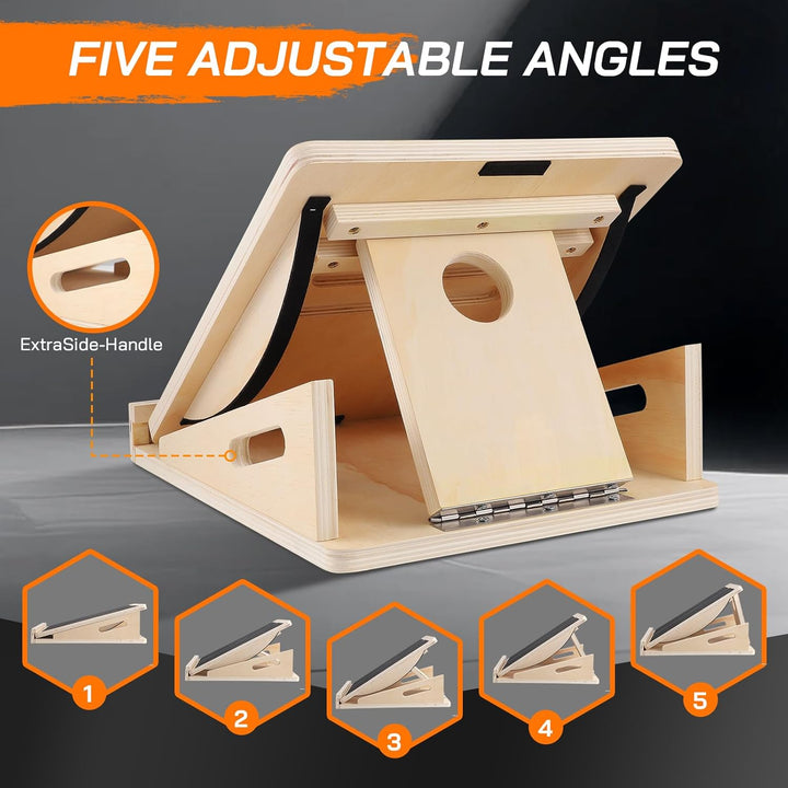 2-in-1 Balance Board Erwachsene, Tragbares Schrägbrett aus Holz für Wadendehnung und Neigungsbrett,