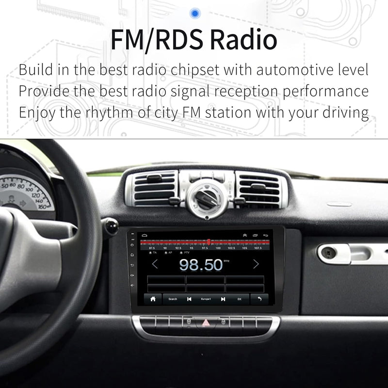 EZoneTronics Carplay Radio Android Radio Stereo für Mercedes-Benz Smart Fortwo 2011-2015 mit 9 Zoll
